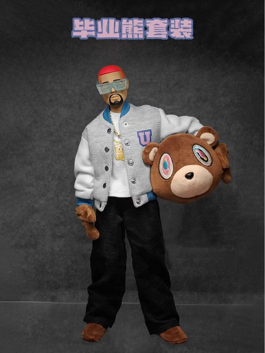 goon original “ye graduation bear” plush head pendant – designer art toy, soft figure head display, keychain gift collectible