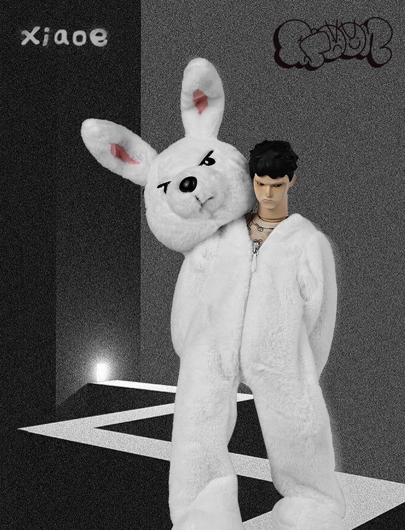 Little E Bunny Plush Figurine – Trendy Collectible Plush Doll & Cute Desk Decor