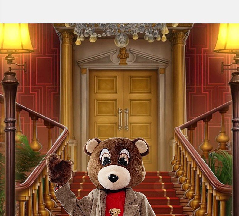 goon original “ye graduation bear” plush head pendant – designer art toy, soft figure head display, keychain gift collectible